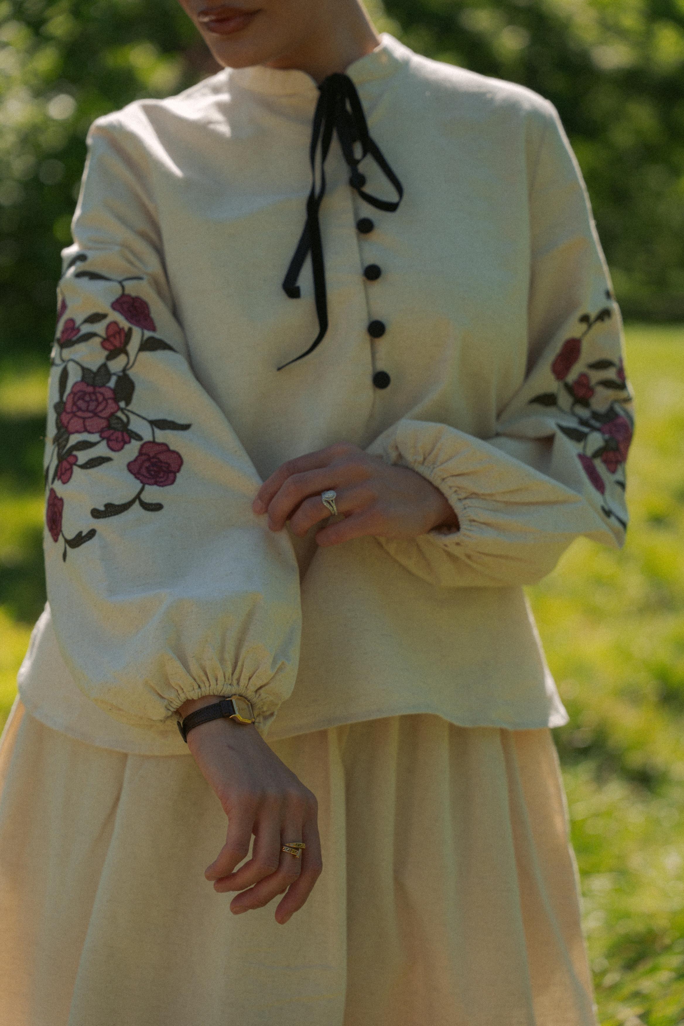 MARGUERITE BLOUSE IN VELOUR ROSE – Petit Moi