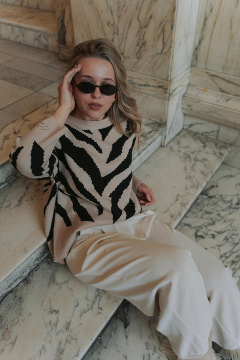 VICKY KNIT SWEATER IN ZEBRA (ADULT)