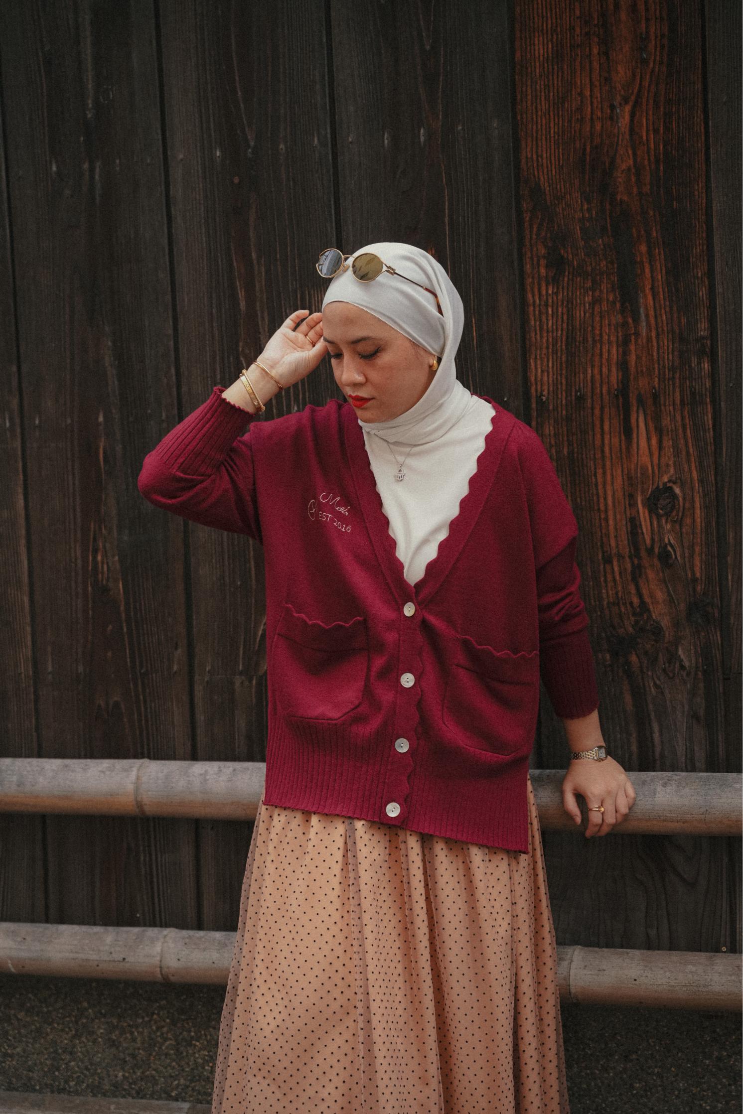 MEDI PURIPURI SHORT KNIT CARDIGAN ボルドー MEDI PURIPURI SHORT KNIT CARDIGAN