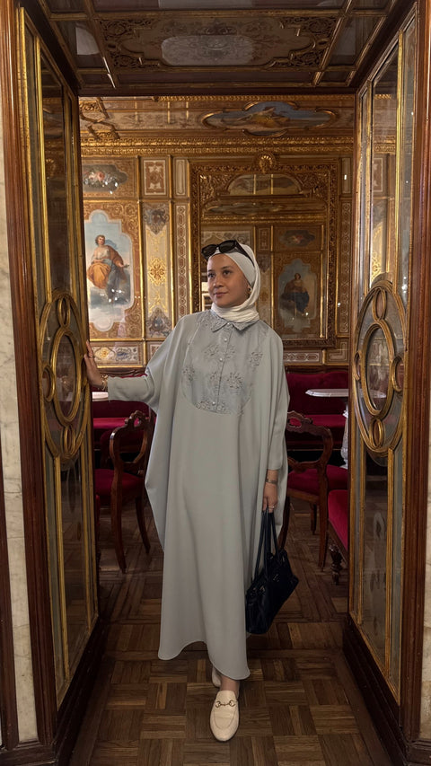 NAHLA KAFTAN IN SLATE BLUE
