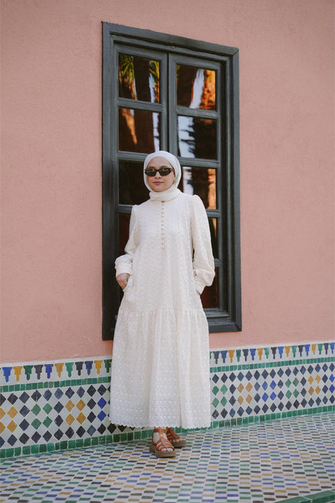 NOUR DRESS IN IVORY