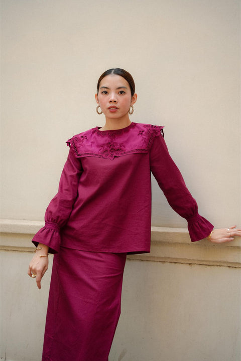 MARGOT KURUNG IN BURGUNDY