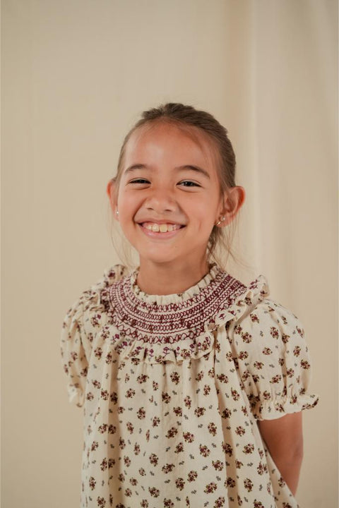 BEA KURUNG IN BURGUNDY FLORAL