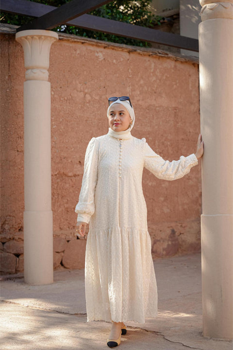 NOUR DRESS IN IVORY