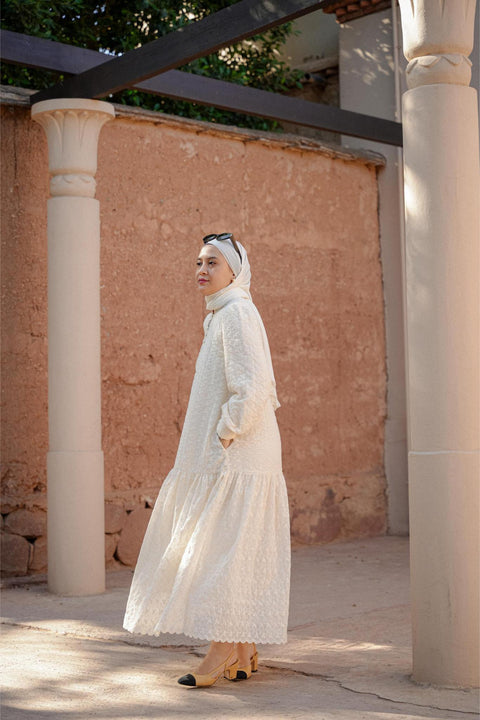 NOUR DRESS IN IVORY