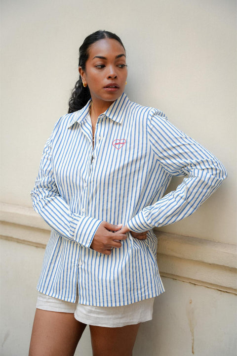 LE BOYFRIEND SHIRT IN BLUE STRIPES