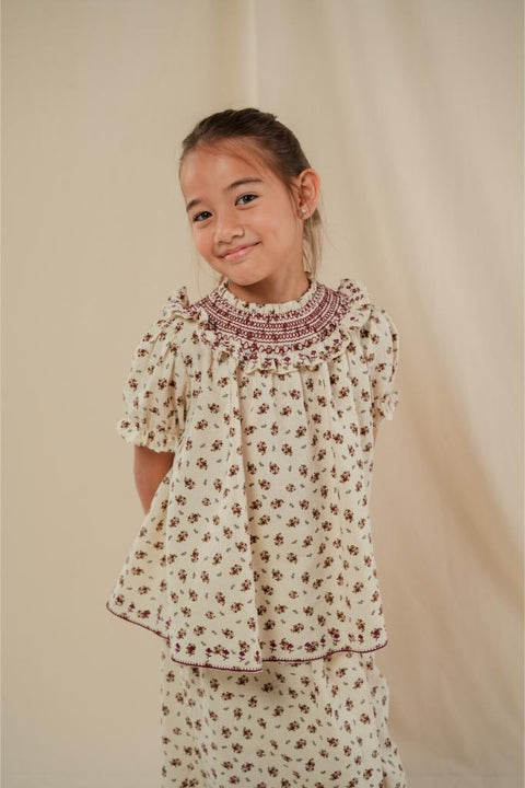 BEA KURUNG IN BURGUNDY FLORAL