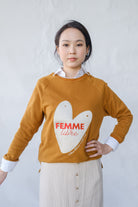 asian international women's day jumper in toffee