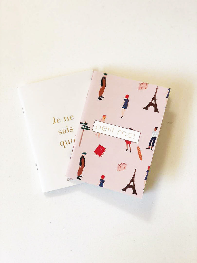 High quality notebooks by petit moi arranged on a white table