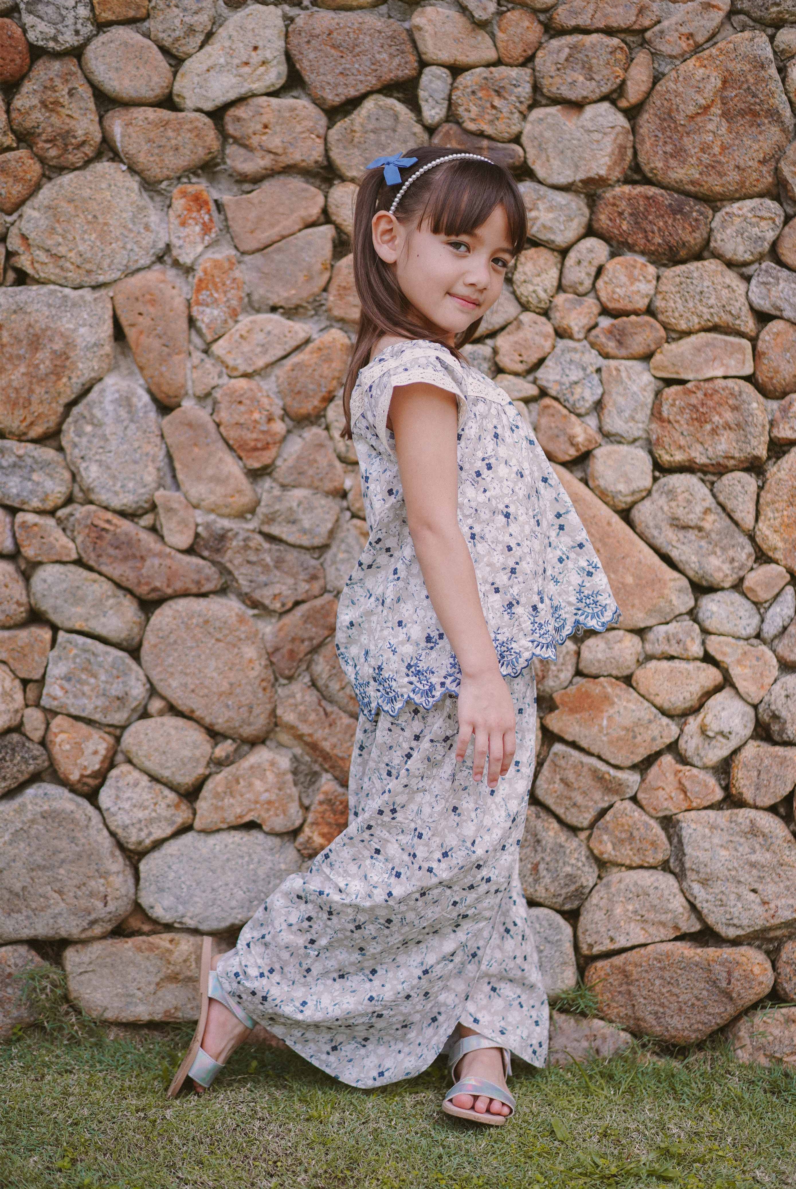 little girl in high quality baju kurung by Petit Moi