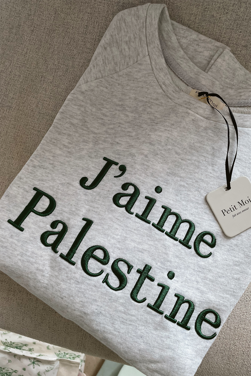 Love for palestine inspired sweater. Made by petit moi